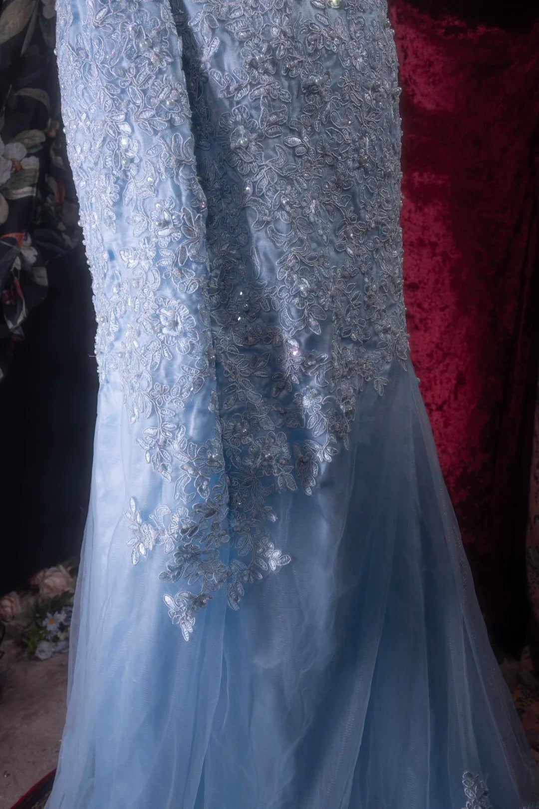 Elegant Mermaid Spaghetti Straps Blue With Appliqued Long Prom Dresses Formal Outfit Evening Night Dress RB8134