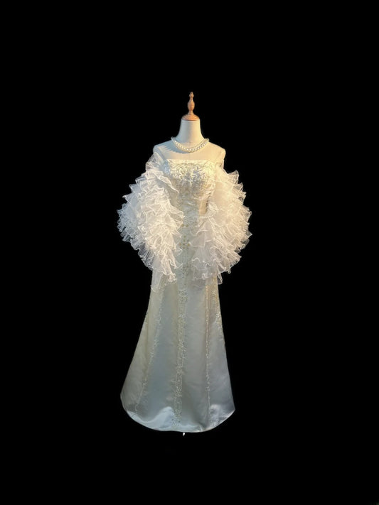 Vintage Princess Wedding Dress Mermaid Strapless White Brides Gown Long Bridal Dress RB5787