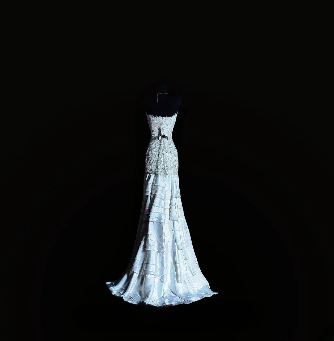 Vintage Mermaid Strapless Light Sky Blue With Appliqued Prom Dress Formal Dress Party Dresses RB7106