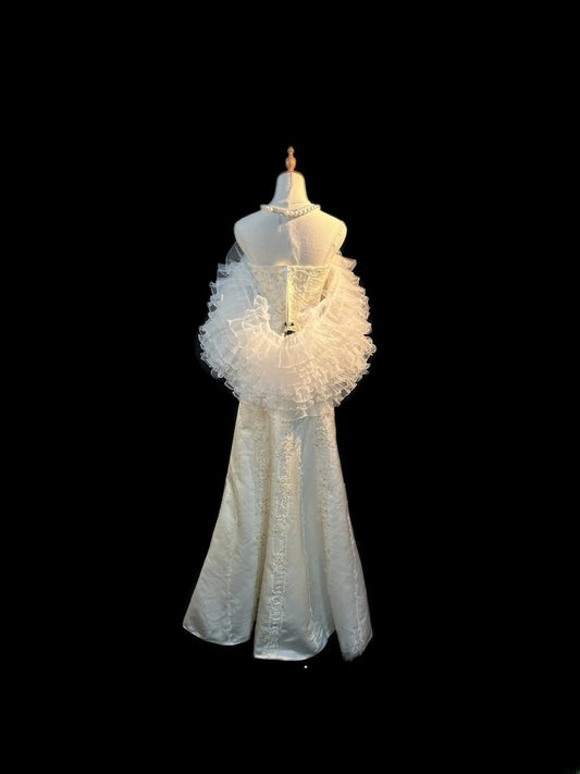 Vintage Princess Wedding Dress Mermaid Strapless White Brides Gown Long Bridal Dress RB5787