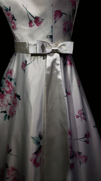White Prom Dress A Line Strapless Satin Floor Length Modest Formal Party Gown RB9920
