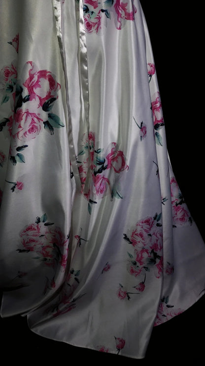 White Prom Dress A Line Strapless Satin Floor Length Modest Formal Party Gown RB9920