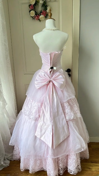 Modest Sweet 16 Dress Long Strapless Pink Tulle With Tiered Layers Ball Gown Sweet Sixteen Party Birthday Dresses RC0490