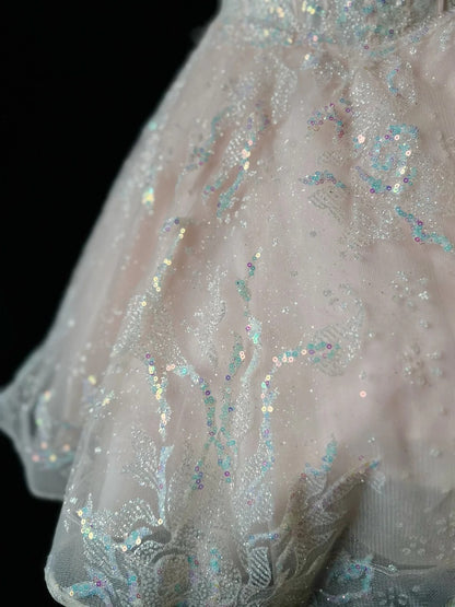 Princess Ball Gown Spaghetti Strap Pink Sequin Lace 16th Birthday Gown Homecoming Dresses Ideas Hoco Outfits RB5934