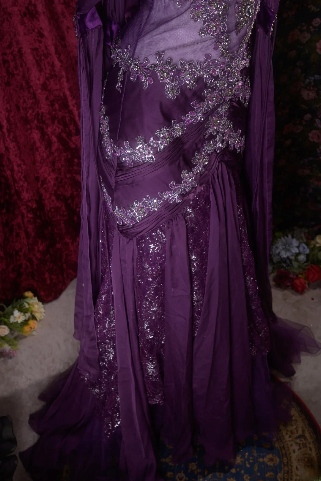 Vintage Mermaid Halter Purple Chiffon With Beading Appliqued Long Prom Dresses Formal Outfit Evening Night Gown RB8136