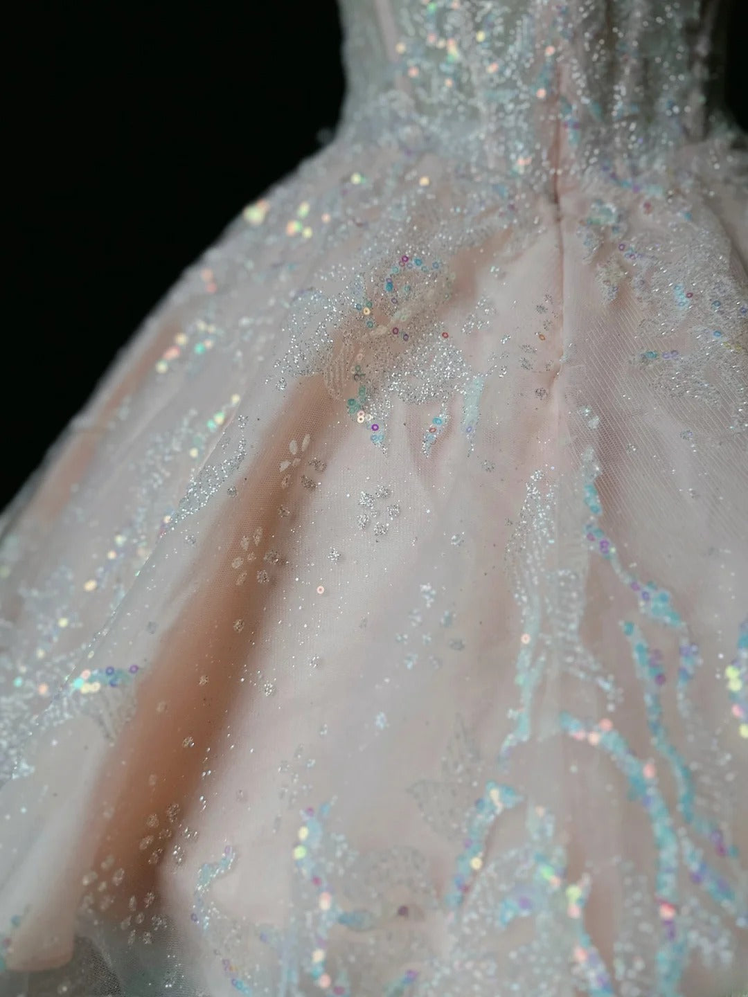 Princess Ball Gown Spaghetti Strap Pink Sequin Lace 16th Birthday Gown Homecoming Dresses Ideas Hoco Outfits RB5934