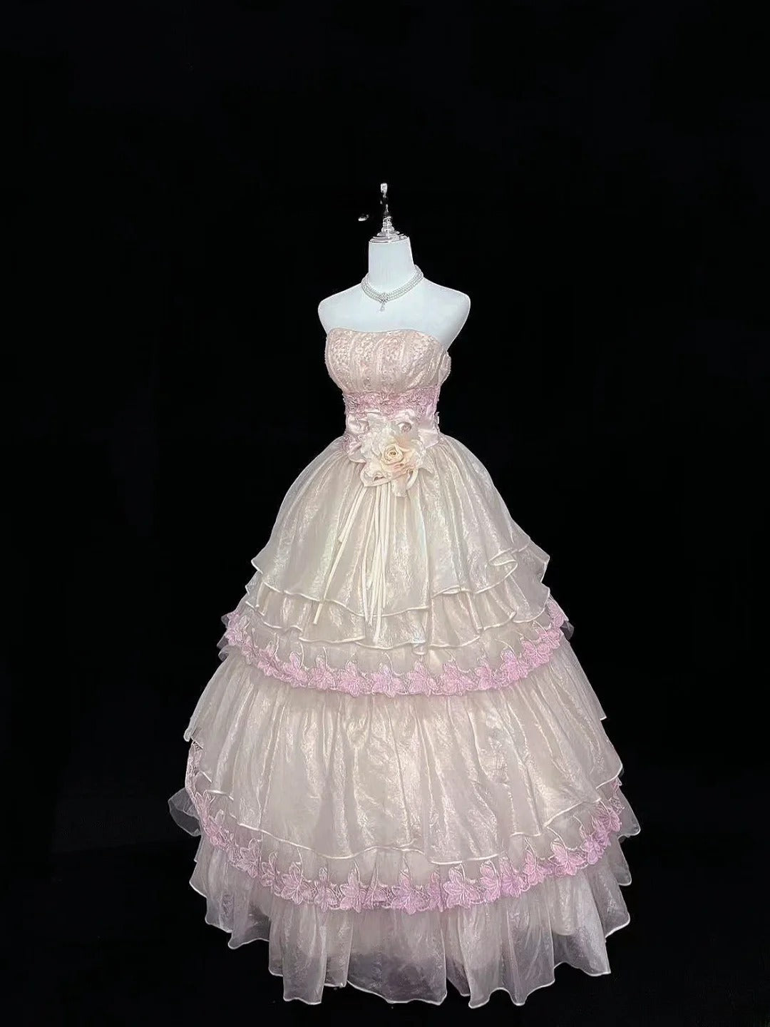 Princess Ball Gown Strapless Pink With Appliques Quince Dress Voluminous Sweet 16 Sweet Sixteen Outfits Vestido de 15 RB7495