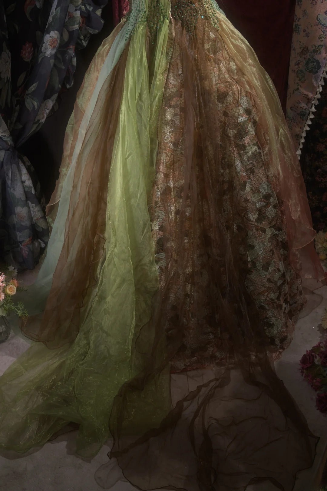 Dreamy Princess Ball Gown Formal Events Strapless Green Tulle Quince Dress Quinceanera Dresses Birthday Outfits RB8271