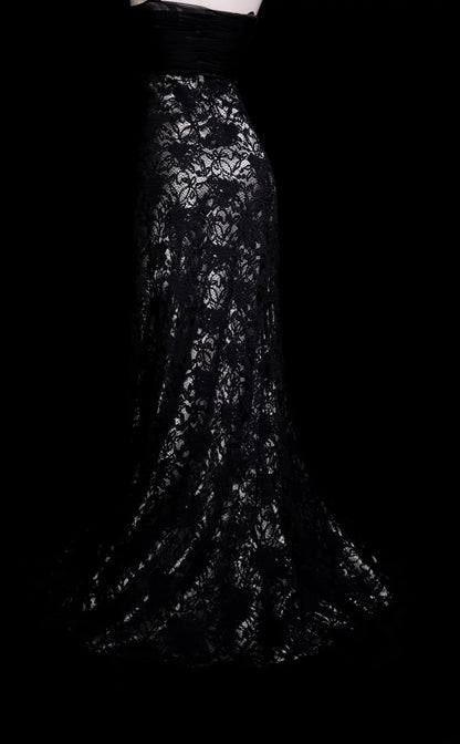 Black Prom Dress Mermaid One Shoulder Lace Floor Length Formal Party Gown RB9922