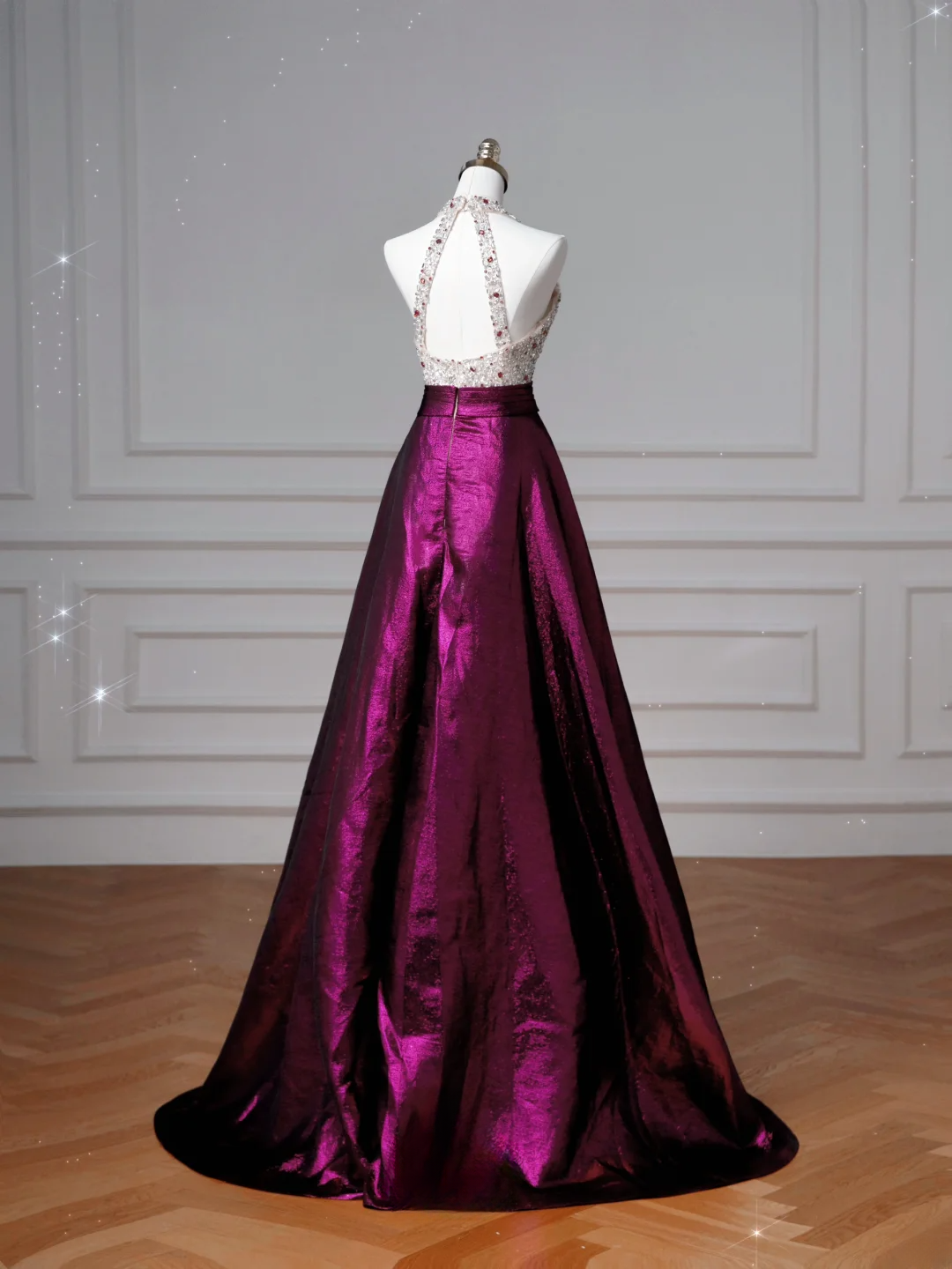 Robe de bal glamour dos nu en satin violet, longue robe de soirée, tenue pour un 20e anniversaire, robe de bal AQ126