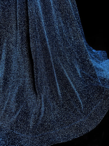Modest Prom Dresses Mermaid Scoop Blue Sequin Long Party Dress Formal Outfits RB5937