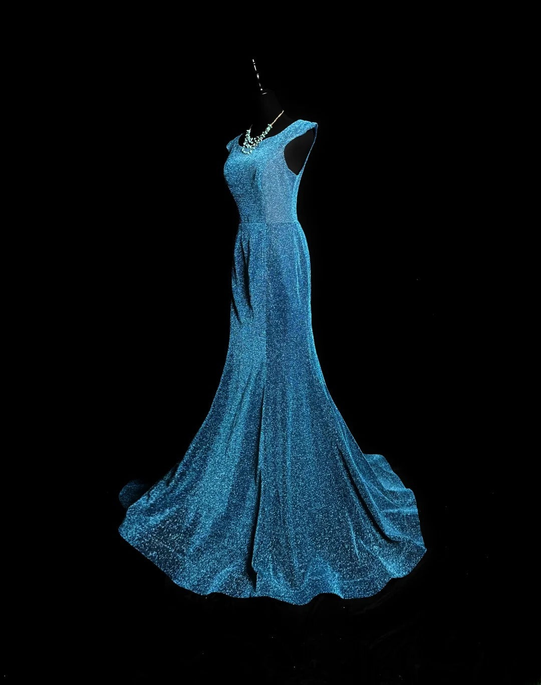 Modest Prom Dresses Mermaid Scoop Blue Sequin Long Party Dress Formal Outfits RB5937