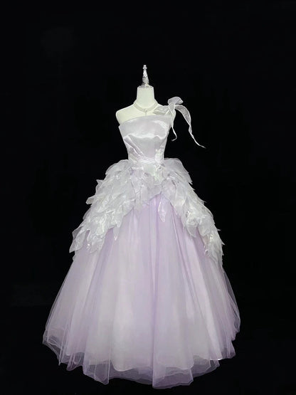 Princess Ball Gown One Shoulder Lilac With Tiered Layers Quince Dress Voluminous Sweet 16 Sweet Sixteen Outfits Vestido de 15 RB7497