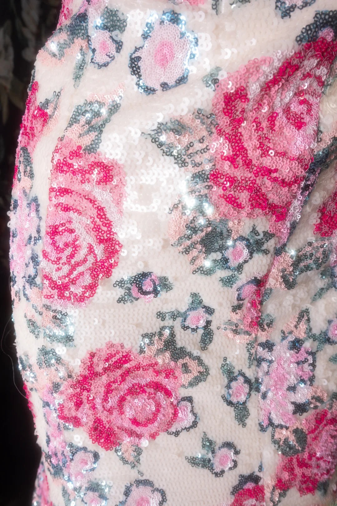 Vintage Mermaid Sweetheart Pink Floral Sequined Long Prom Dresses Formal Outfit Evening Night Gown RB8137