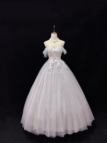 Cute Ball Gown Off The Shoulder Lilac Tulle With Lace Quince Dress Voluminous Ideas Sweet 16 Quinceanera Dresses Vestido de 15 RB7498