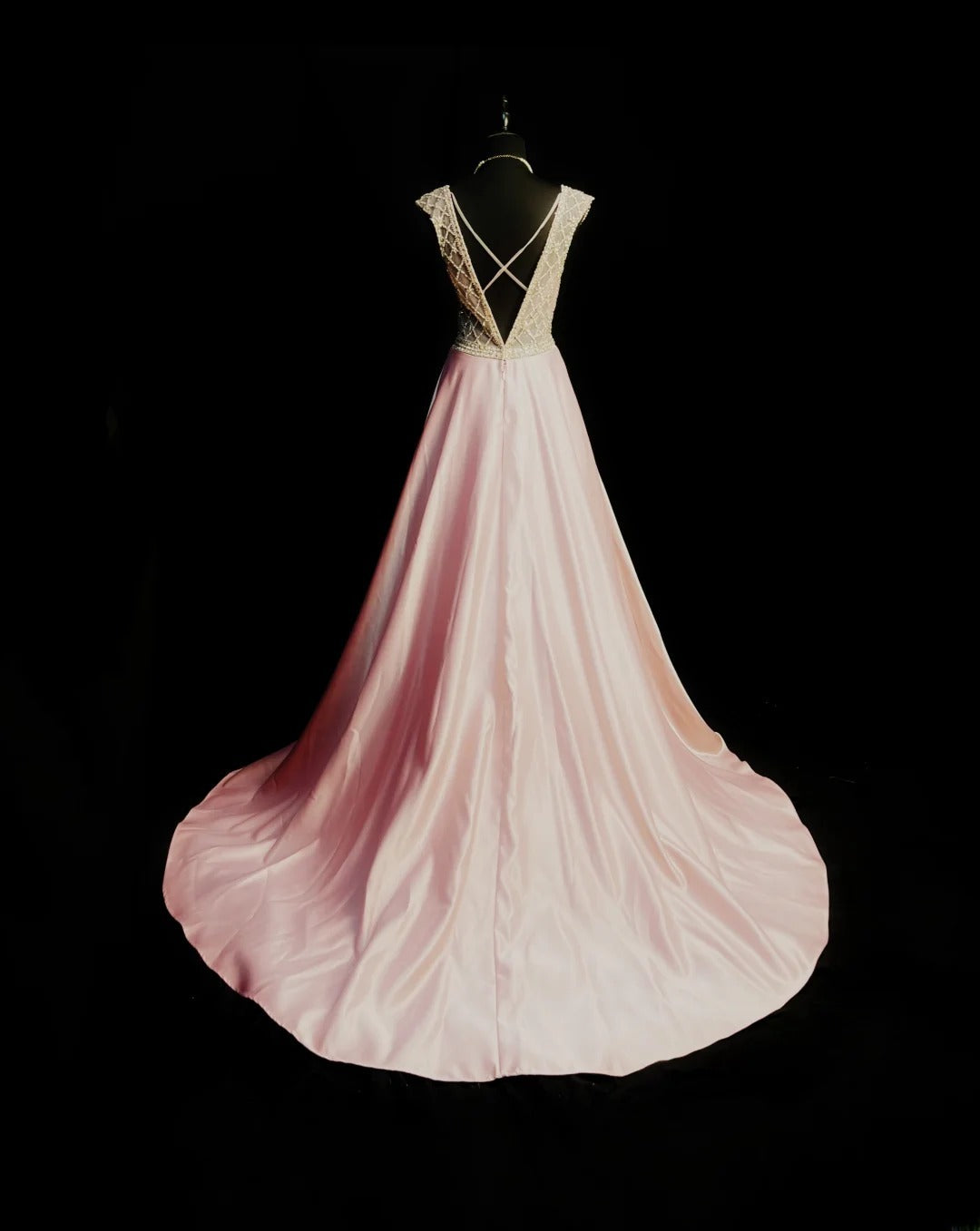 Vintage 70s Prom Dresses A line Sweetheart Pink Satin Sleeveless Open Back Evening Dress Formal Outfits RB5939