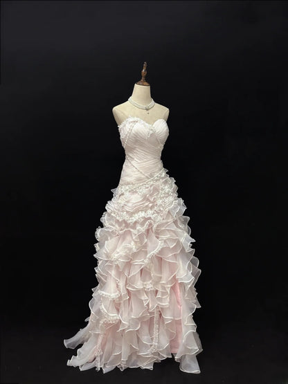 Princess Ball Gown Sweetheart Pink With Tiered Layers Quince Dress Voluminous Sweet 16 Sweet Sixteen Outfits Vestido de 15 RB7499