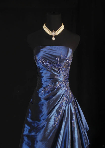 Robes de bal vintage pour femmes, robes de cocktail sans bretelles avec perles, hauts en dentelle et cape, tenues longues pour dîner de remise de diplômes, robes de bal de fin d'année AS130