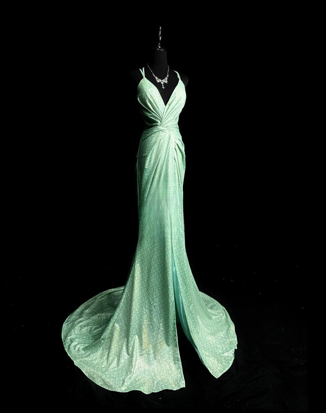 Modest Prom Dresses Mermaid Spaghetti Strap Green Backless Sequin Long Party Dress Formal Outfits RB5940