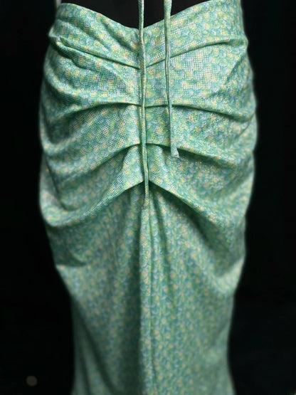 Modest Prom Dresses Mermaid Spaghetti Strap Green Backless Sequin Long Party Dress Formal Outfits RB5940