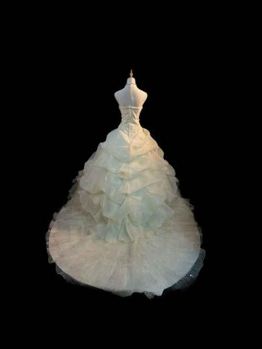 Romantic Princess Wedding Dress Ball Gown Strapless Ivory With Beading Brides Gown Long Bridal Dress RB5795