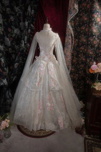 Sweety Ball Gown Scoop Ivory With Pink Tulle Long Flowers Lace Quince Dress inspo Party Gowns Sweet 16 Outfits RB8274