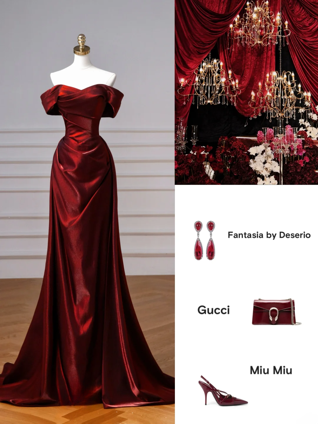 Robe de bal longue élégante en satin bordeaux, style sirène, épaules dénudées, AQ132