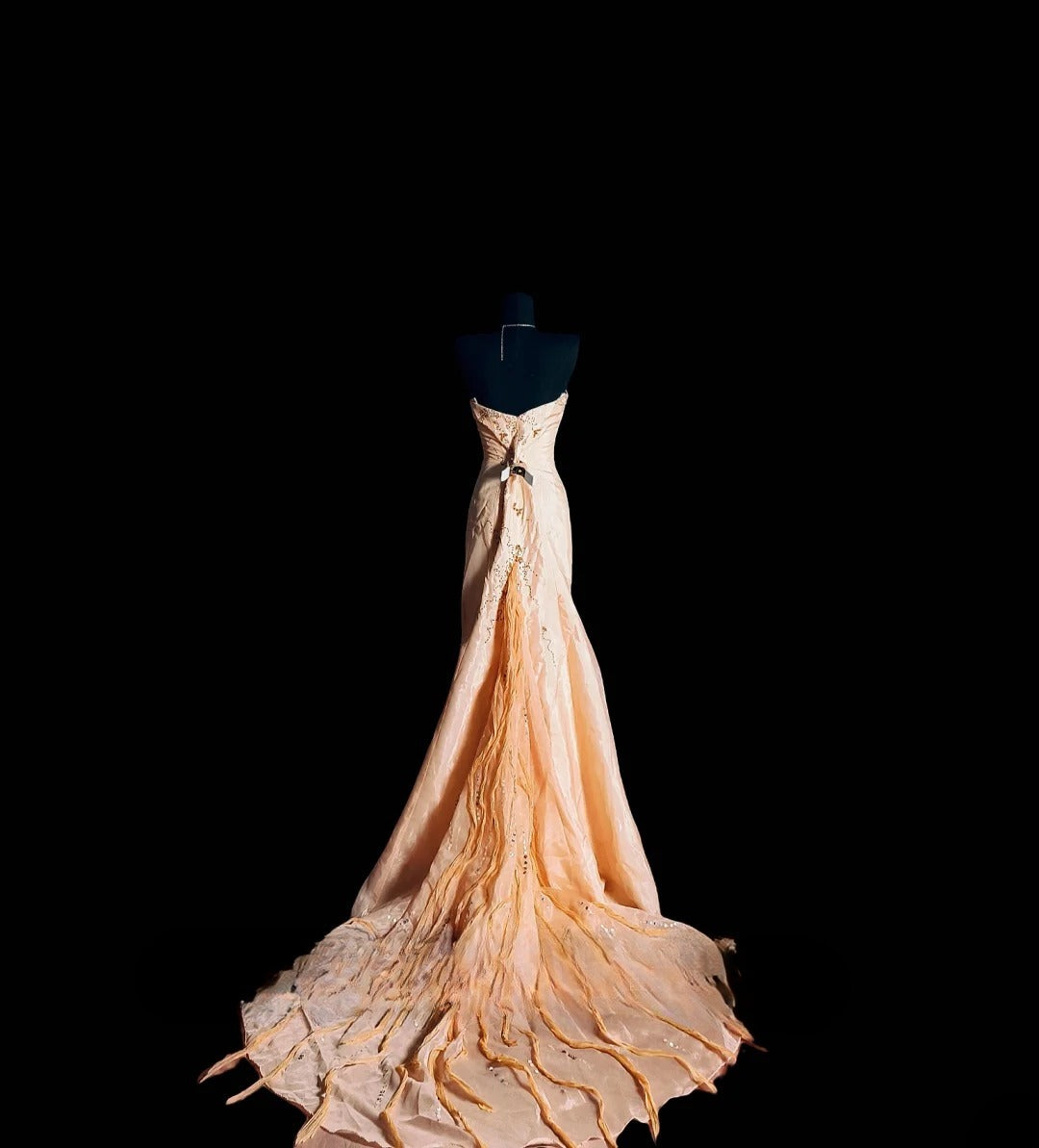 Vintage Mermaid Strapless Chiffon With Beading Satin Long Prom Dress Formal Dress Party Dresses RB7112