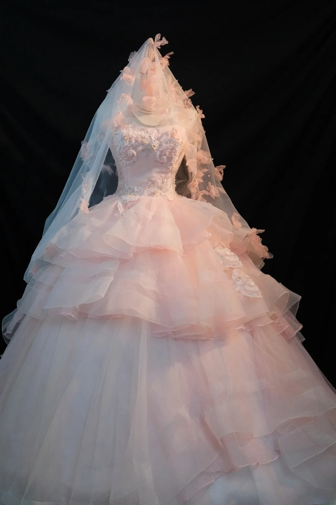 Niedliches Ballkleid, trägerlos, rosa Tüll, lange Ärmel, Sweet 16 Kleider, siebzehn Quince Kleid RB3582