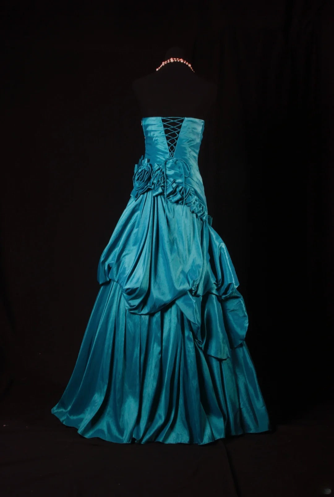 Robes de bal vintage pour femmes, robes de cocktail bustier à fleurs froncées, robes longues bleues pour dîner de remise de diplômes, robes de bal de fin d'année AS134