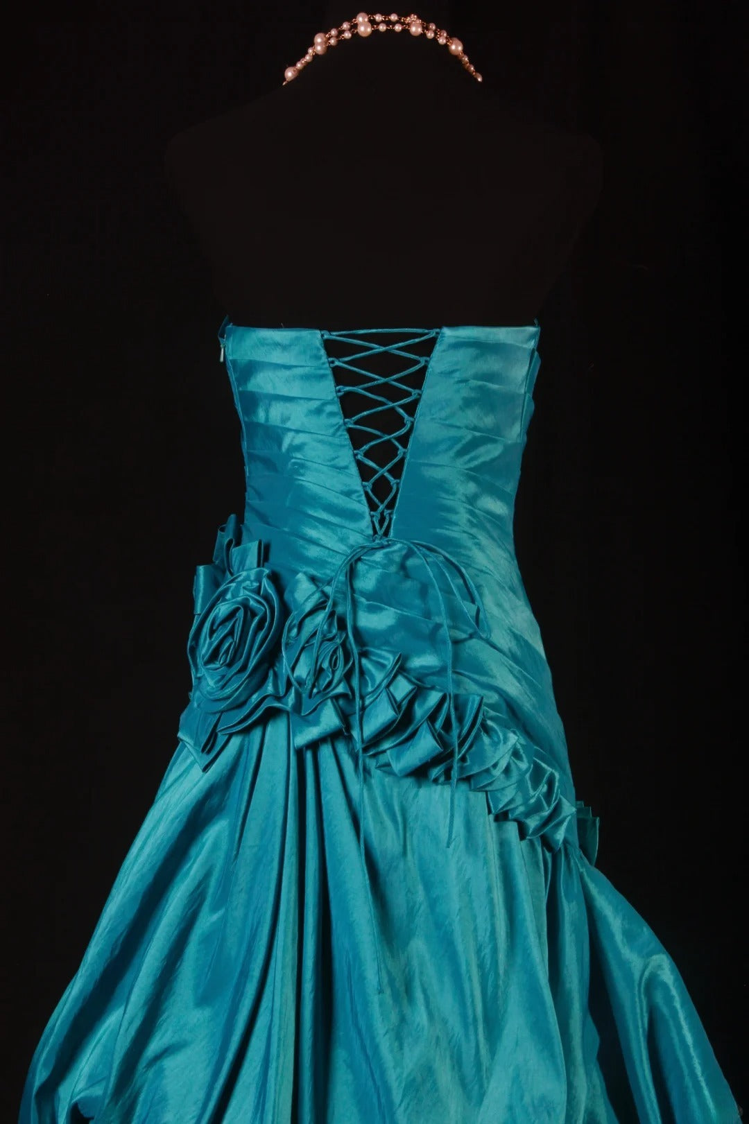 Robes de bal vintage pour femmes, robes de cocktail bustier à fleurs froncées, robes longues bleues pour dîner de remise de diplômes, robes de bal de fin d'année AS134