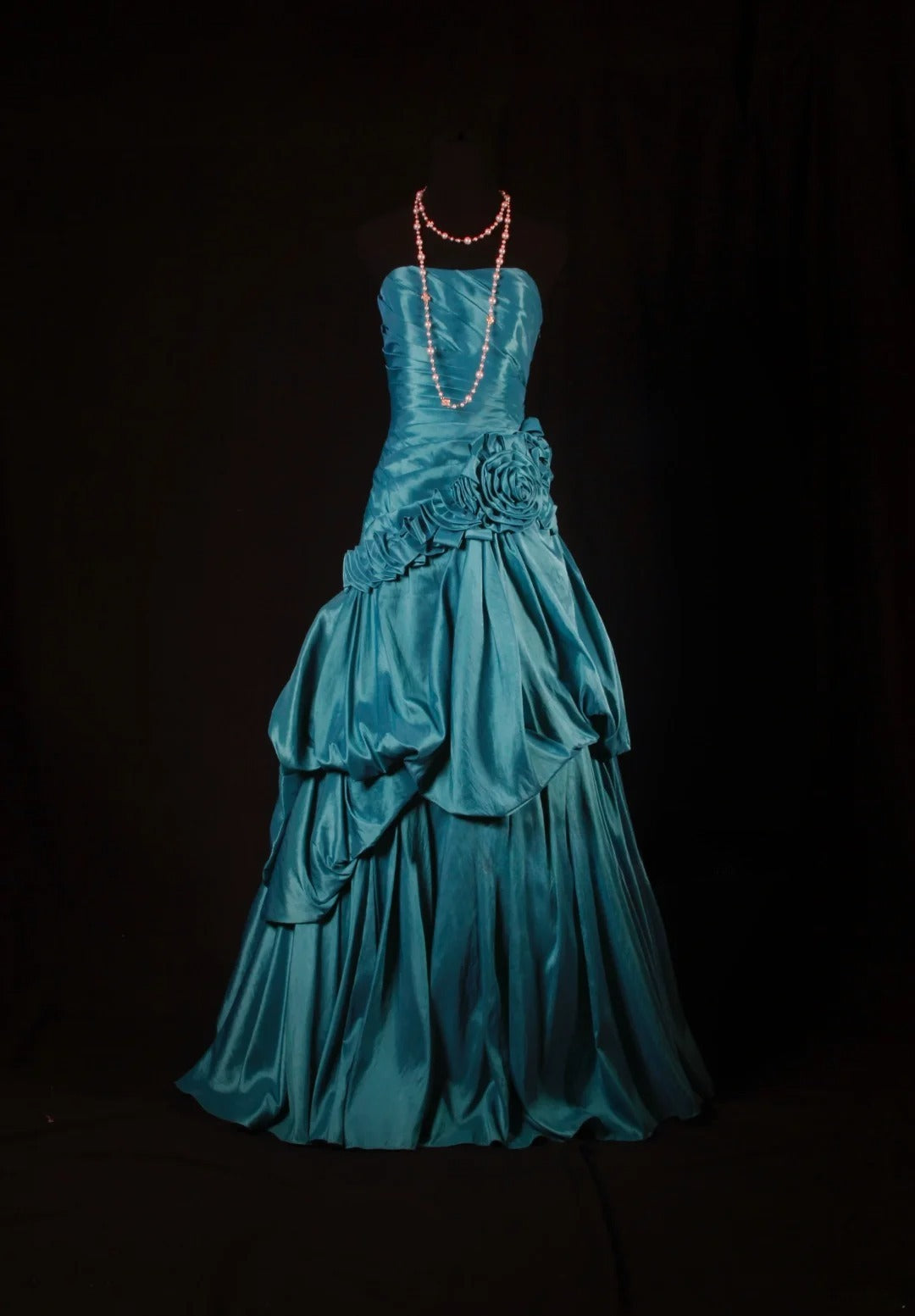 Robes de bal vintage pour femmes, robes de cocktail bustier à fleurs froncées, robes longues bleues pour dîner de remise de diplômes, robes de bal de fin d'année AS134
