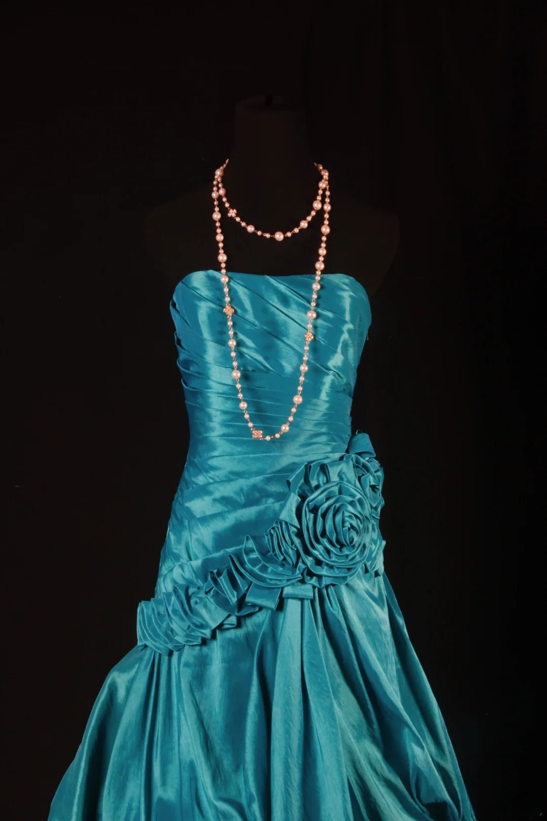 Robes de bal vintage pour femmes, robes de cocktail bustier à fleurs froncées, robes longues bleues pour dîner de remise de diplômes, robes de bal de fin d'année AS134