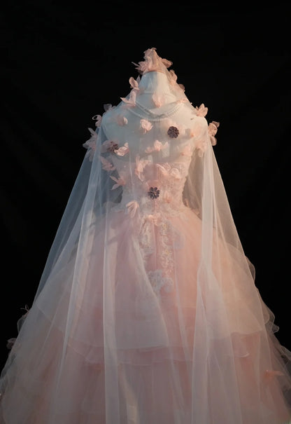 Niedliches Ballkleid, trägerlos, rosa Tüll, lange Ärmel, Sweet 16 Kleider, siebzehn Quince Kleid RB3582