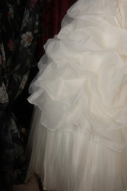 Dreamy Princess Ball Gown Formal Events Sweetheart Cream Organza Quince Dress Quinceanera Dresses Birthday Outfits RB8277