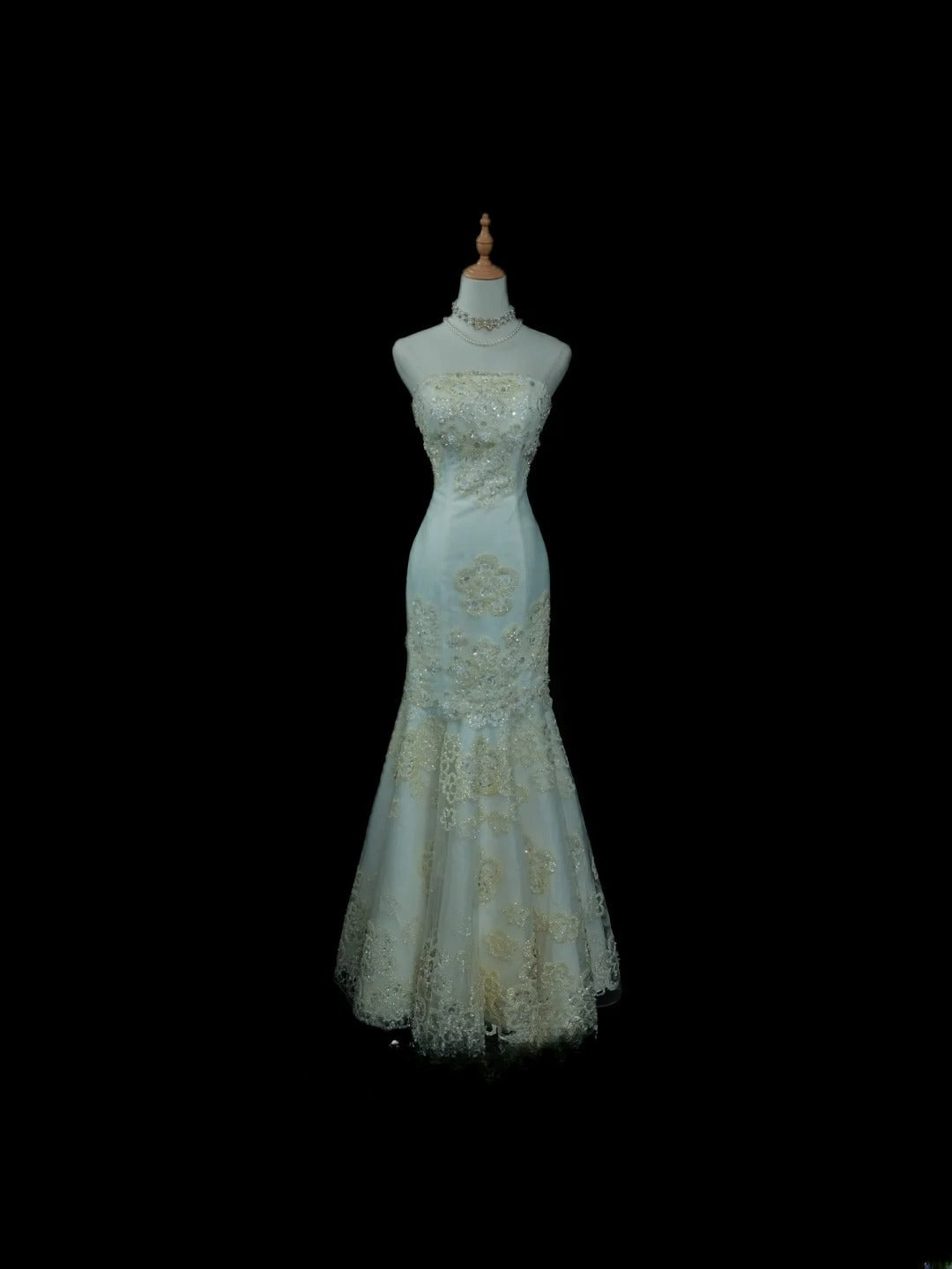Vintage Princess Wedding Dress Mermaid Strapless White With Appliques Brides Gown Long Bridal Dress RB5797