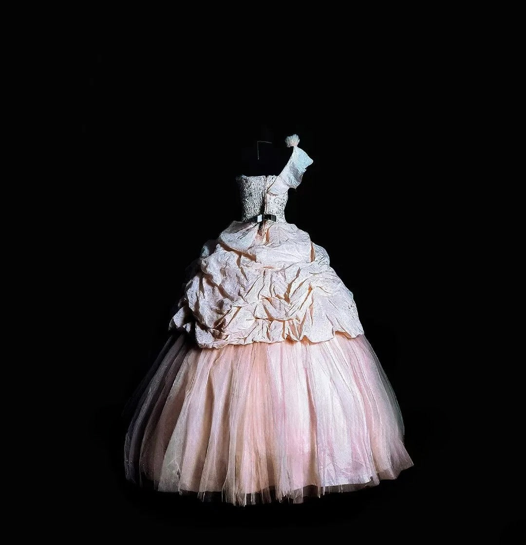 Cute Ball Gown One Shoulder Pink Long Quinceañera Dress Moda 2000 15 Quinceanera Dresses Ideas Sweet 16 Outfit RB7116