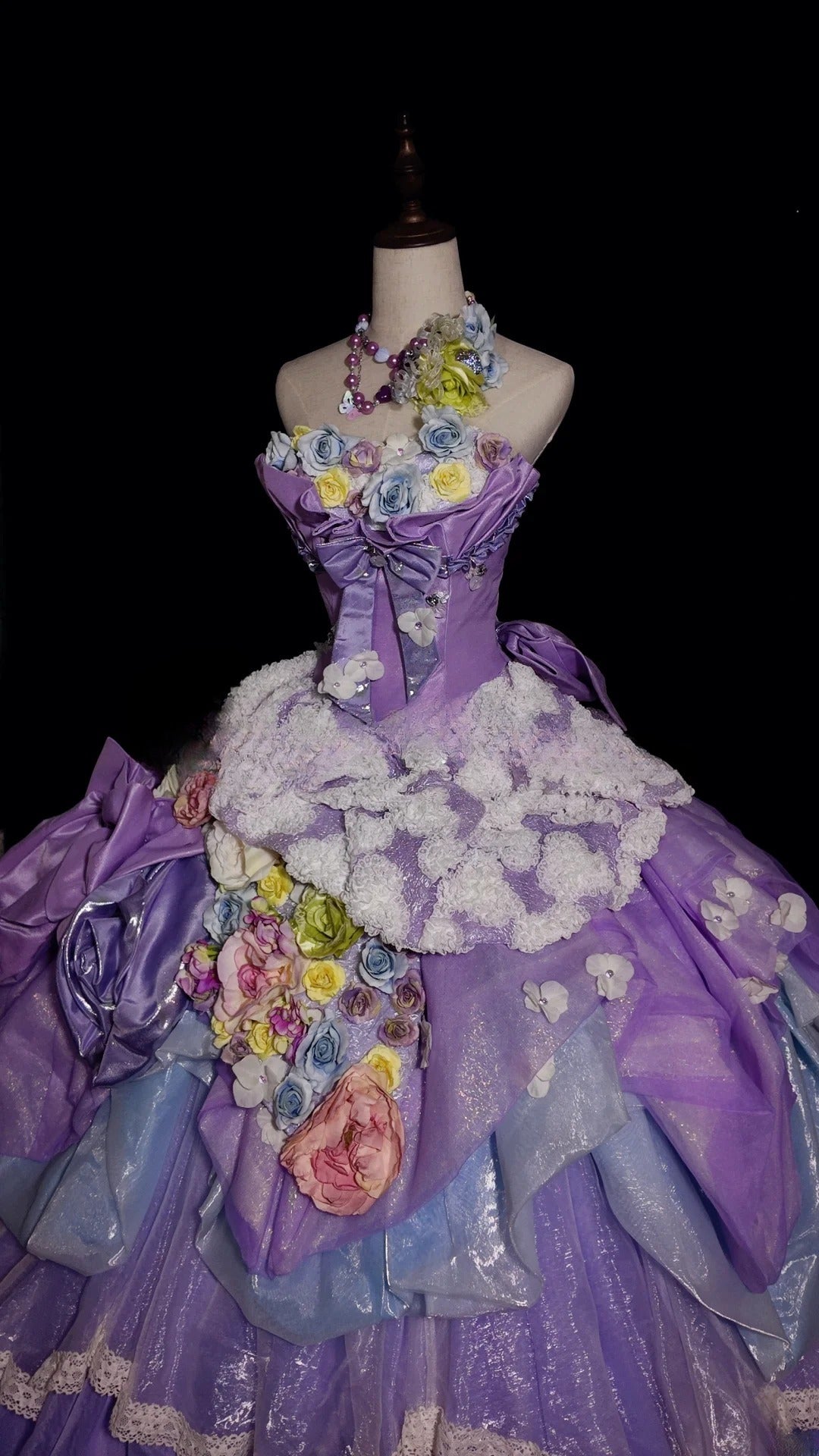 Sweet 16 Dress Lilac Sweetheart Ball Gown With 3D Flowers Tiered Layers Sweet Sixteen Dress RB9933