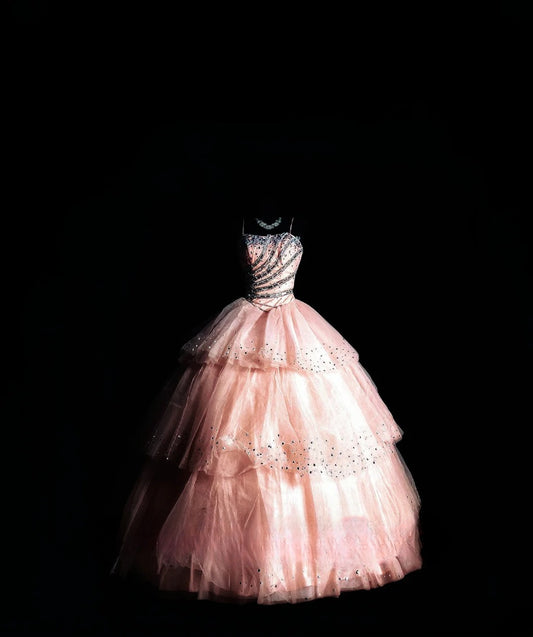 Cute Ball Gown Spaghetti Straps Blush Pink Long Quinceañera Dress Moda 2000 15 Quinceanera Dresses Ideas Sweet 16 Outfits RB7118