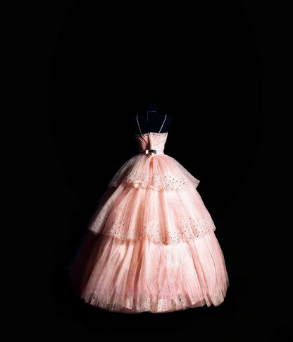 Cute Ball Gown Spaghetti Straps Blush Pink Long Quinceañera Dress Moda 2000 15 Quinceanera Dresses Ideas Sweet 16 Outfits RB7118