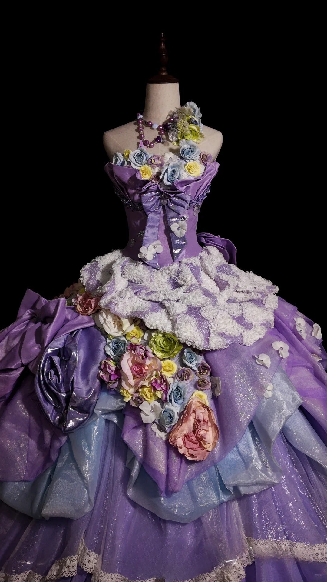 Sweet 16 Dress Lilac Sweetheart Ball Gown With 3D Flowers Tiered Layers Sweet Sixteen Dress RB9933