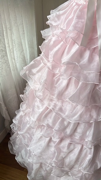 Modest Sweet 16 Dress Long Strapless Pink Tulle With Tiered Layers Ball Gown Sweet Sixteen Party Birthday Dresses RC0503
