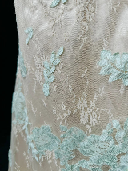 Modest Prom Dresses Mermaid Spaghetti Strap Blue Lace Champagne Tulle With Appliqued Long Party Dress Formal Outfits RB5948
