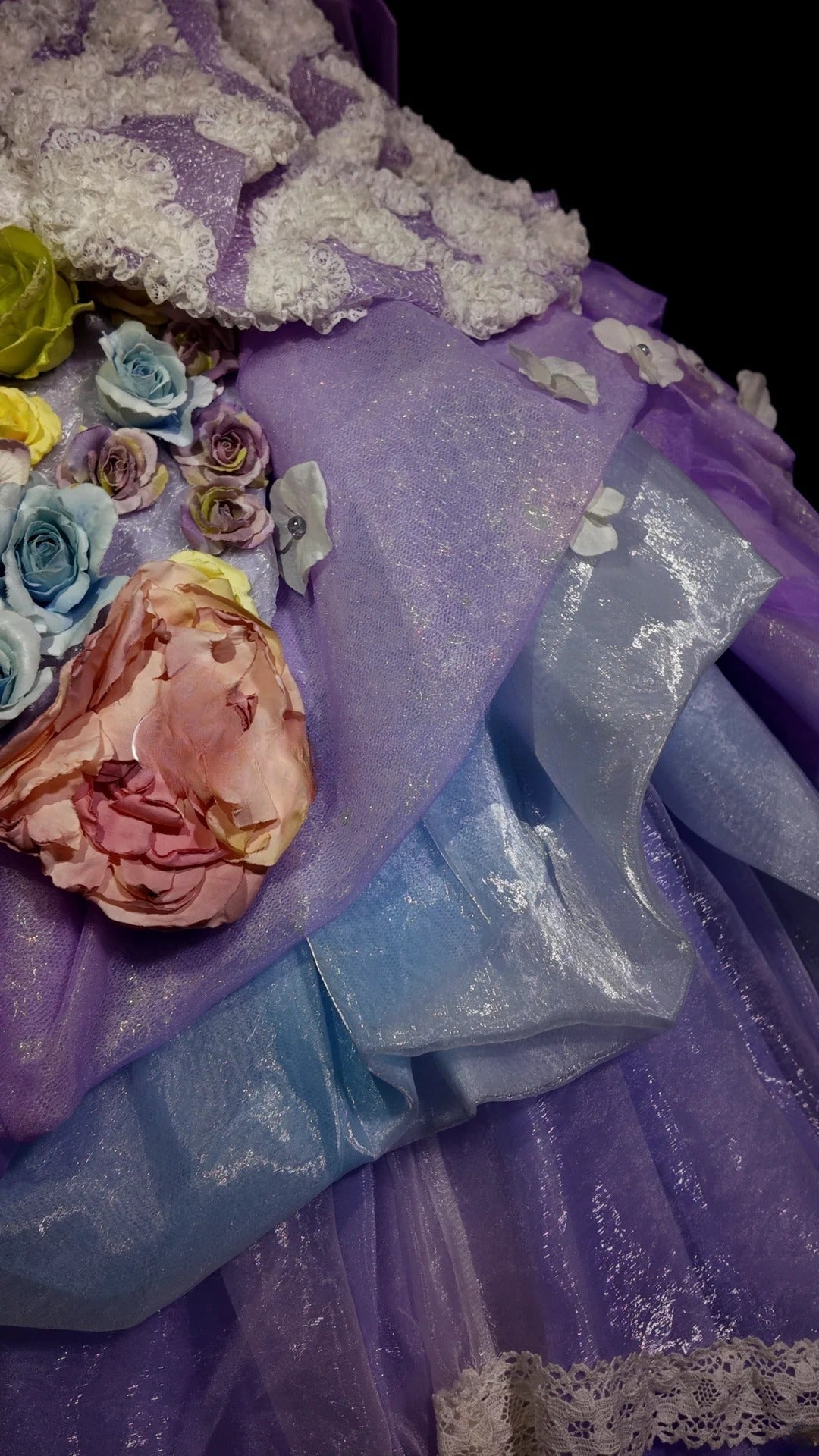 Sweet 16 Dress Lilac Sweetheart Ball Gown With 3D Flowers Tiered Layers Sweet Sixteen Dress RB9933