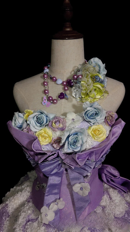Sweet 16 Dress Lilac Sweetheart Ball Gown With 3D Flowers Tiered Layers Sweet Sixteen Dress RB9933