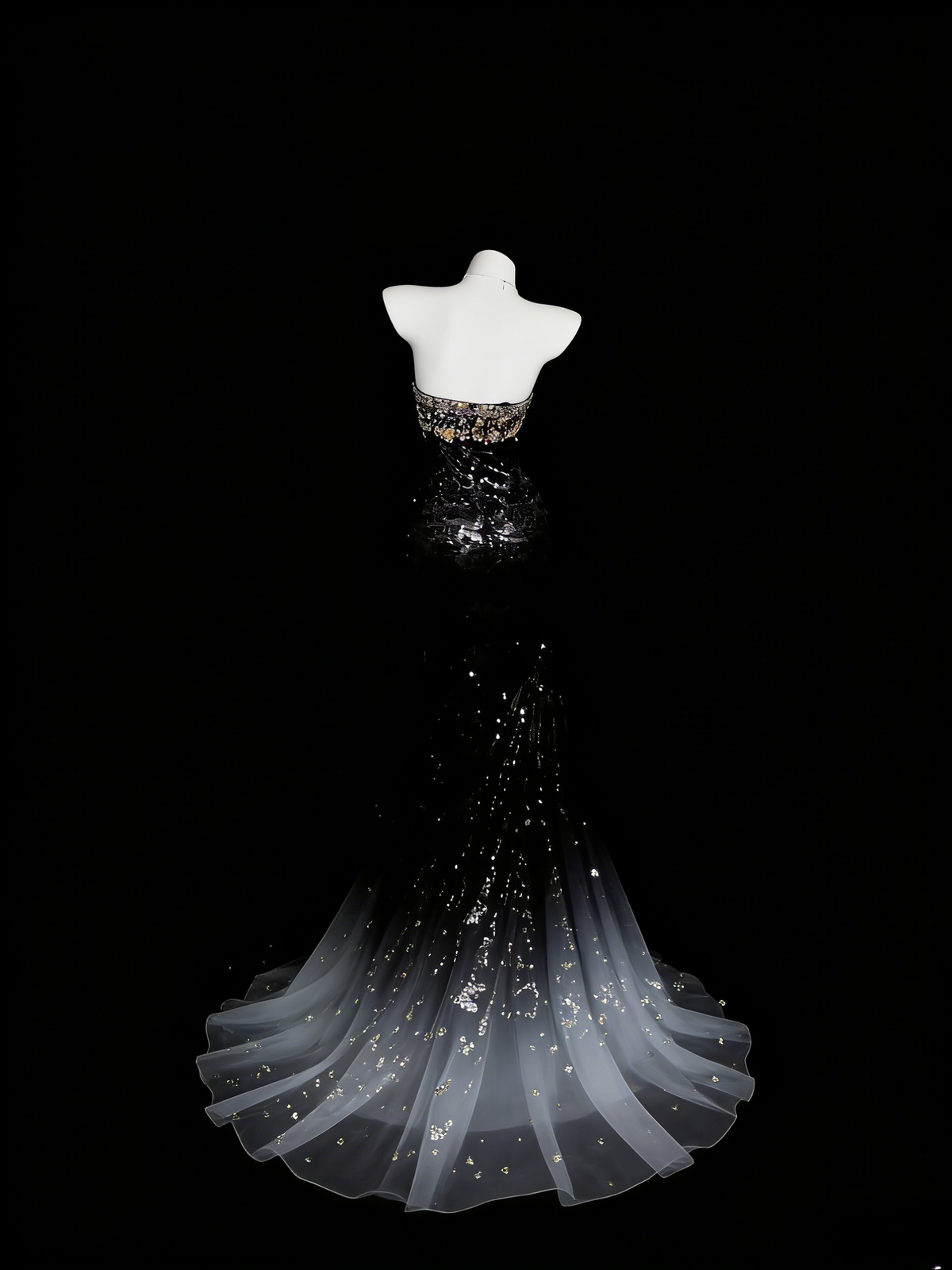 Black Prom Dress Mermaid Sweetheart Organza With Beading Floor Length Formal Party Gown RB9934