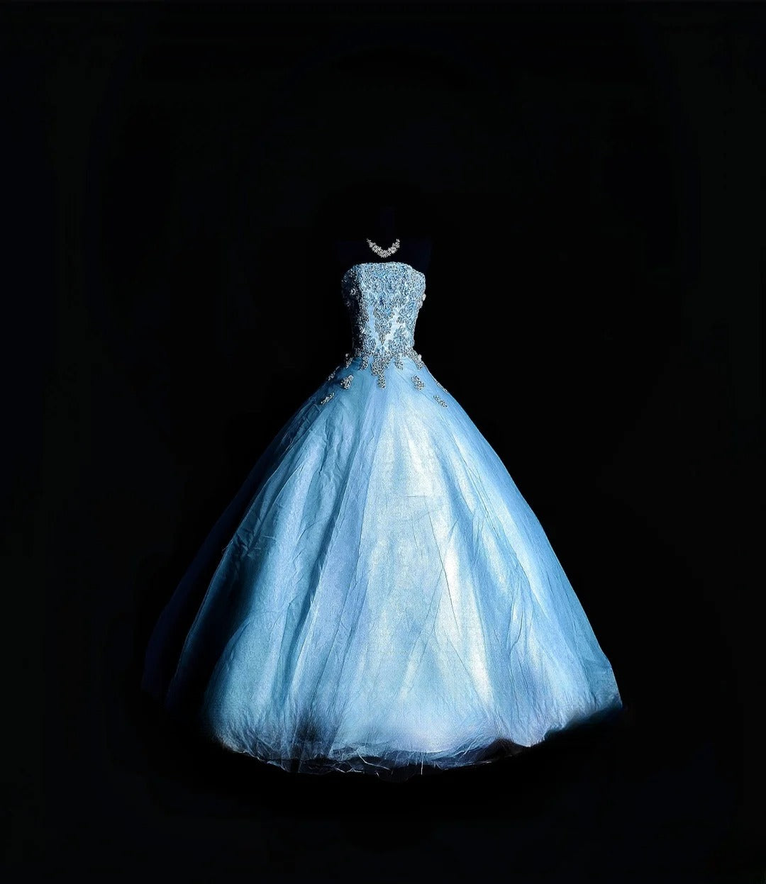 Cute Ball Gown Strapless Tulle Blue Long Quinceañera Dress Moda 2000 15 Quinceanera Dresses Ideas Sweet 16 Outfits RB7122