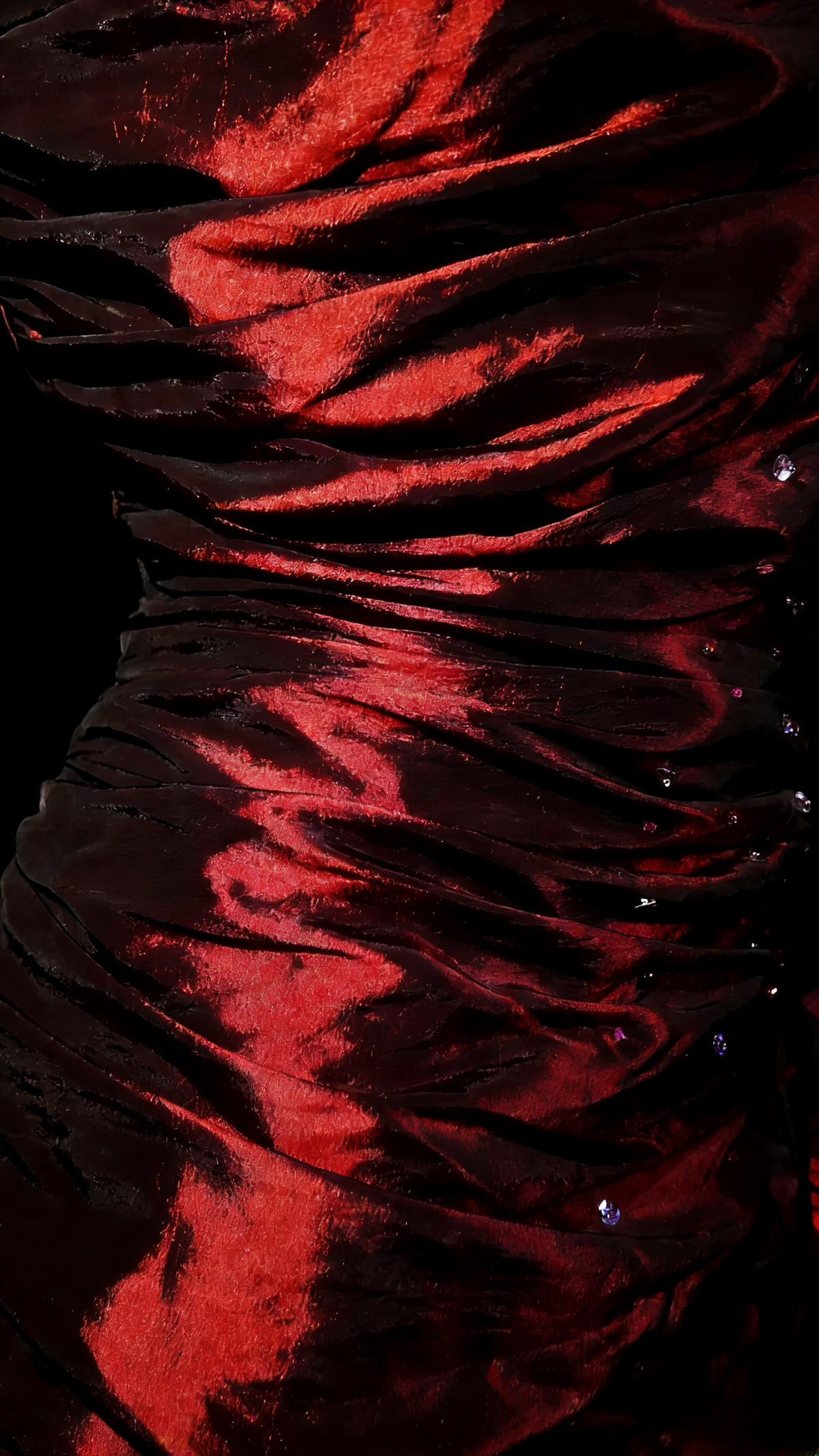 Red Prom Dress Mermaid Strapless With Ruffled Floor Length Formal Party Gown RB9937