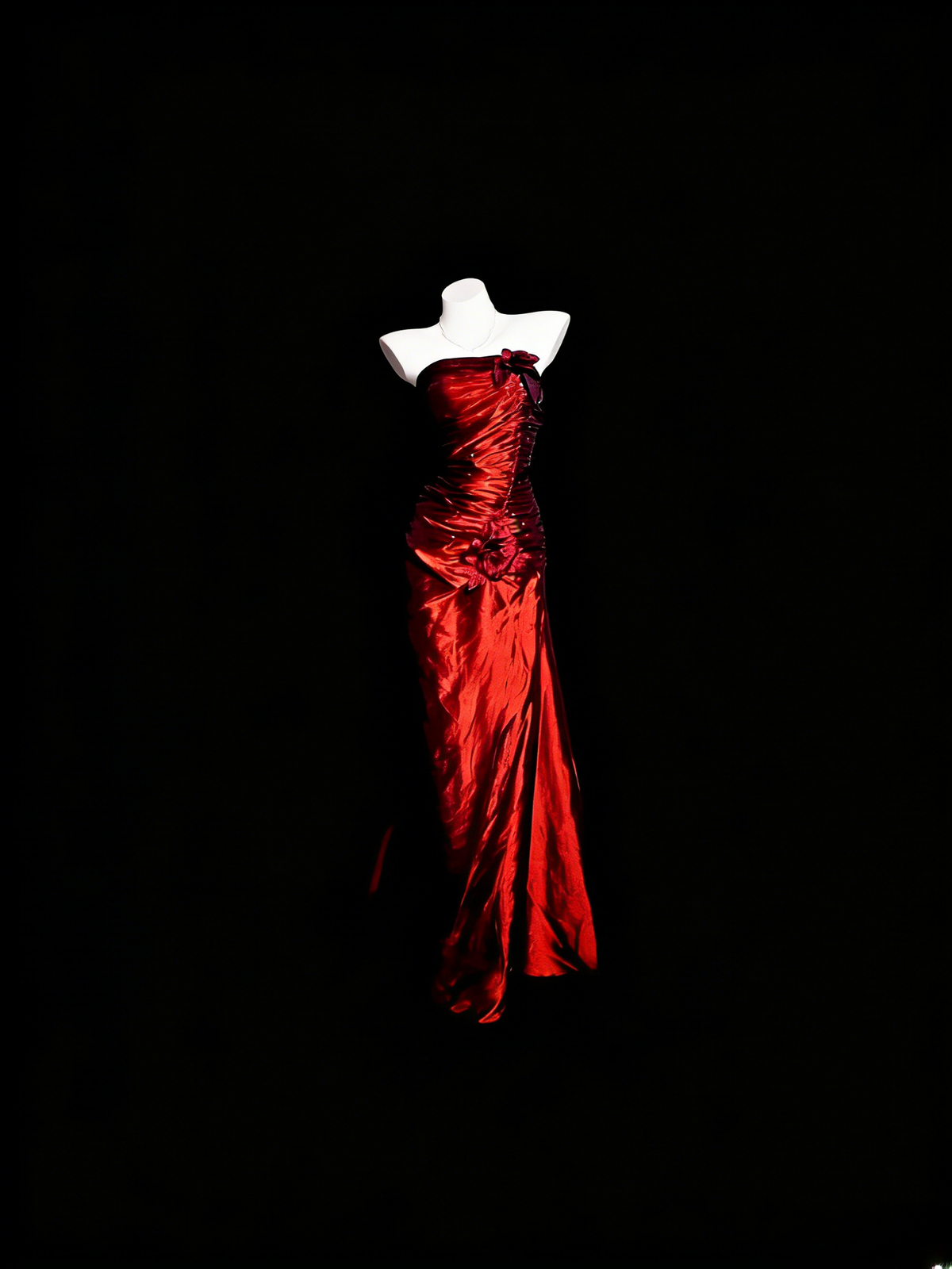 Red Prom Dress Mermaid Strapless With Ruffled Floor Length Formal Party Gown RB9937