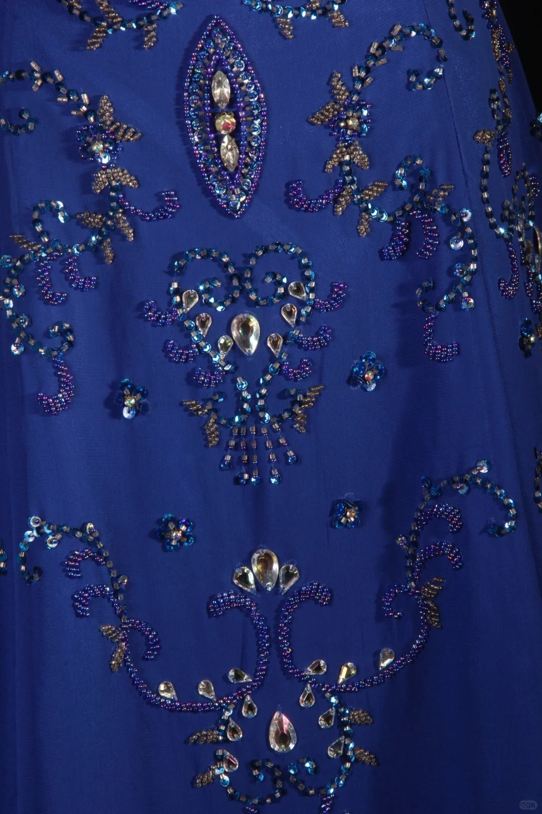 Retro-Stil der 70er und 60er Jahre: A-Linien-Kleid, trägerlos, königsblau mit Strasssteinen, Chiffon, ärmellos, langes Ballkleid, Partykleid AS142